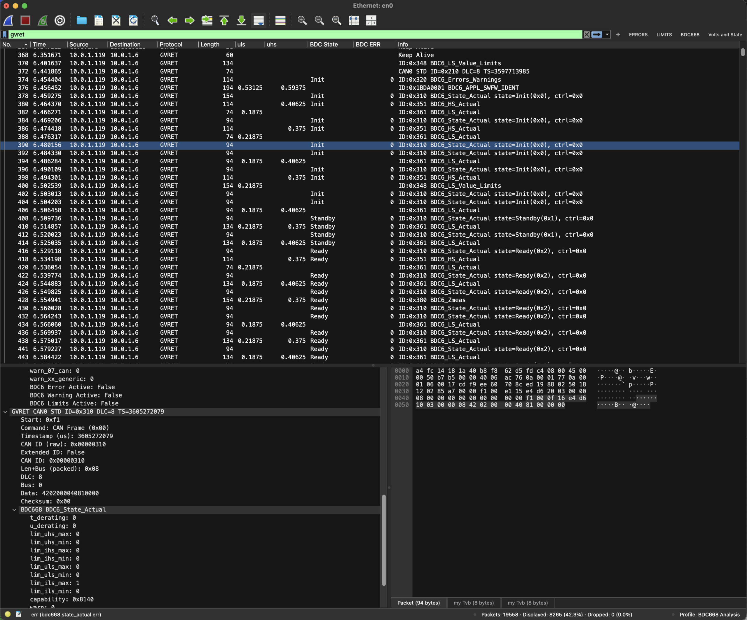 GVRET and BDC668 Dissectors for Wireshark